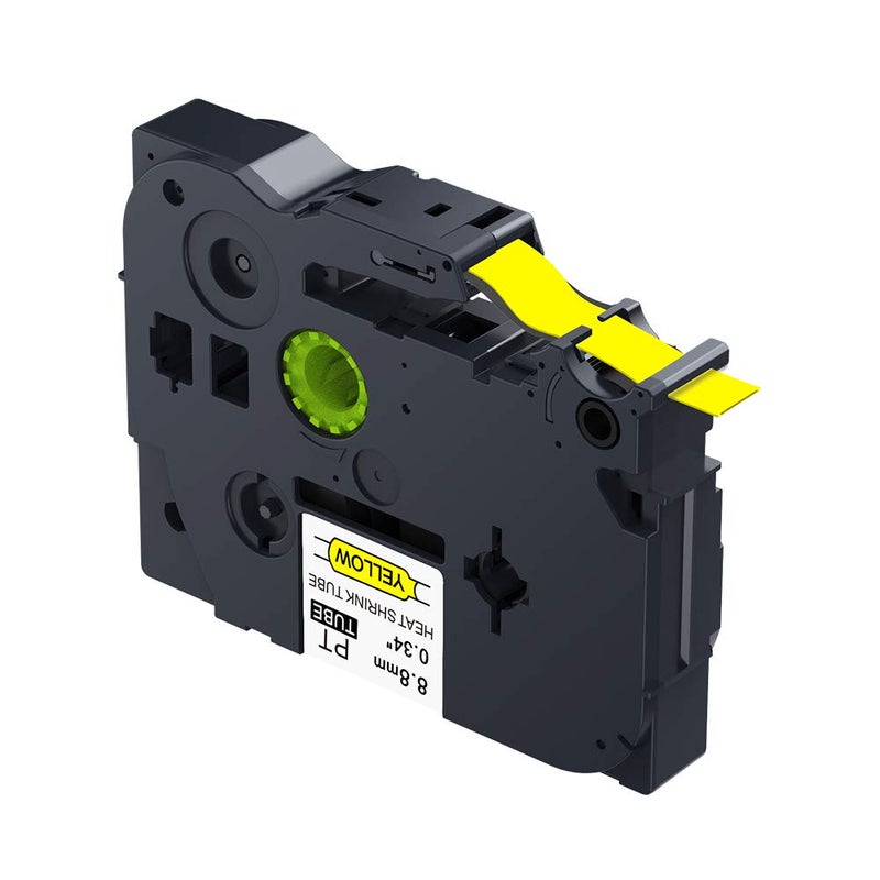 IDIK 1PCS IDIK HSe-621 hse621 HS621 8.8mm*1.5M Black on Yellow Heat Shrink Tube Tape Label Tapes Compatible for Ptouch Printer - Image 1
